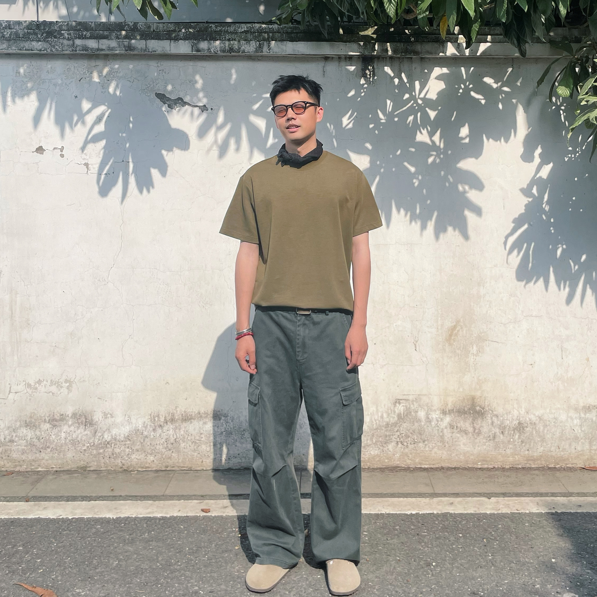 shortfuse美式打底纯色cleanfit210G净版基础爽滑纹理百搭T恤短袖