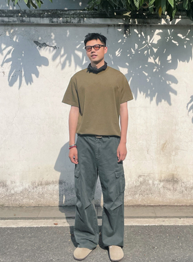 shortfuse美式打底纯色cleanfit210G净版基础爽滑纹理百搭T恤短袖