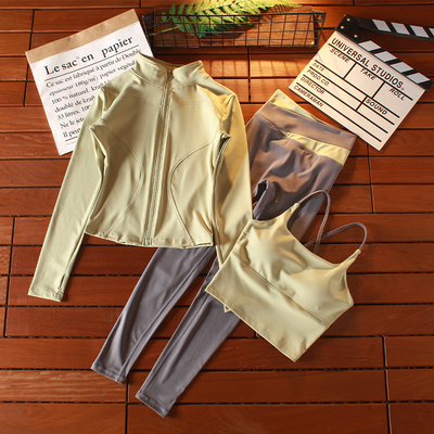 修身长袖瑜伽服女士速干健身套装