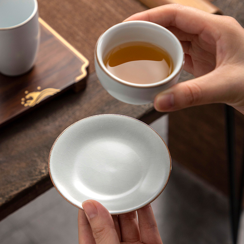 创意圆形家用陶瓷汝窑简约茶杯垫