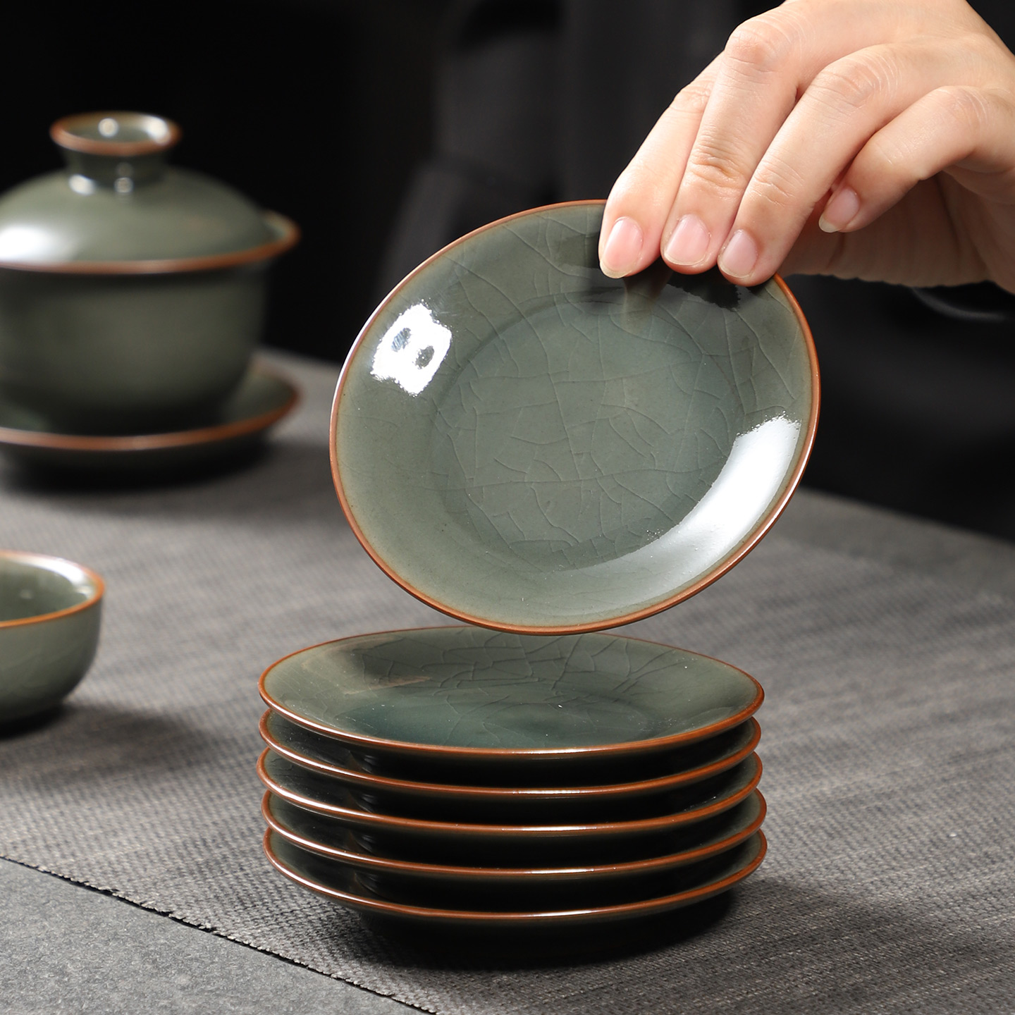 青瓷开片复古圆形杯垫防烫隔热