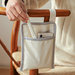 日式布艺加厚帆布椅子挂袋杂物储物袋车载壁挂式零食小物件整理袋