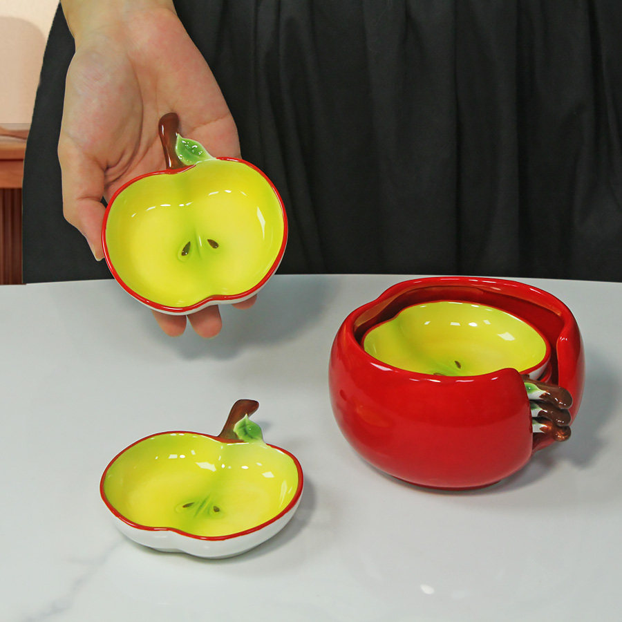 可爱苹果蘸料碟陶瓷味碟调料碟手柄碟子高颜值酱油醋碟蘸酱碟收纳,餐饮具,碟,淘宝优惠券,粉丝福利购,淘宝优惠卷