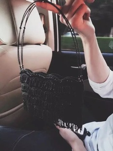 vintage老上海 轻复古风 手工串珠流苏手提女包晚晚风