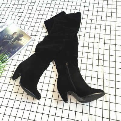 2017新款欧美风真皮过膝女靴加绒保暖舒适高跟长筒靴韩版时尚冬季