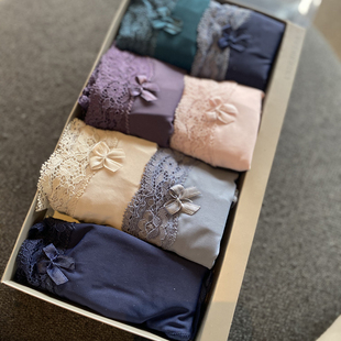 西班牙7条装o家内裤女蕾丝夏季薄款无痕冰丝中腰女士纯棉抗菌全棉