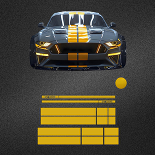 车永佳 福特野马MUSTANG车身赛道拉花GT500车门侧裙改色膜贴纸
