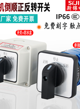 倒顺开关380V单相220V直流电机正反转LW26-63A防水盒万能转换开关