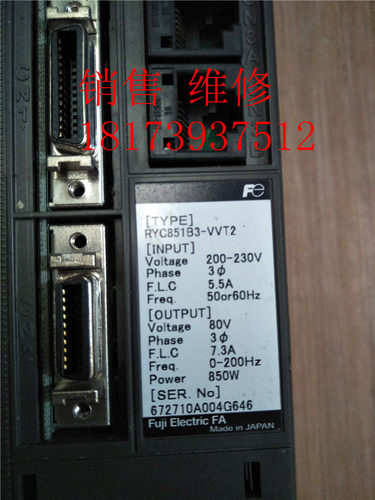 富士伺服驱动器 RYC851B3-VVT2 850W测试包好 质量保证