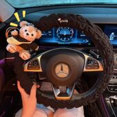 网红夏季 通用超薄吸汗防滑卡通车把套 汽车方向盘套透气女可爱四季