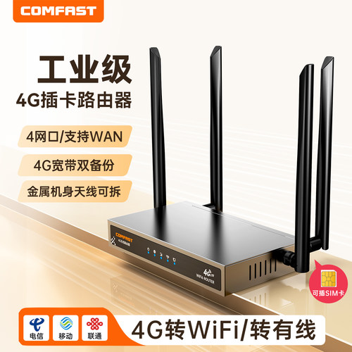 COMFAST工业级4G插卡WiFi6路由器