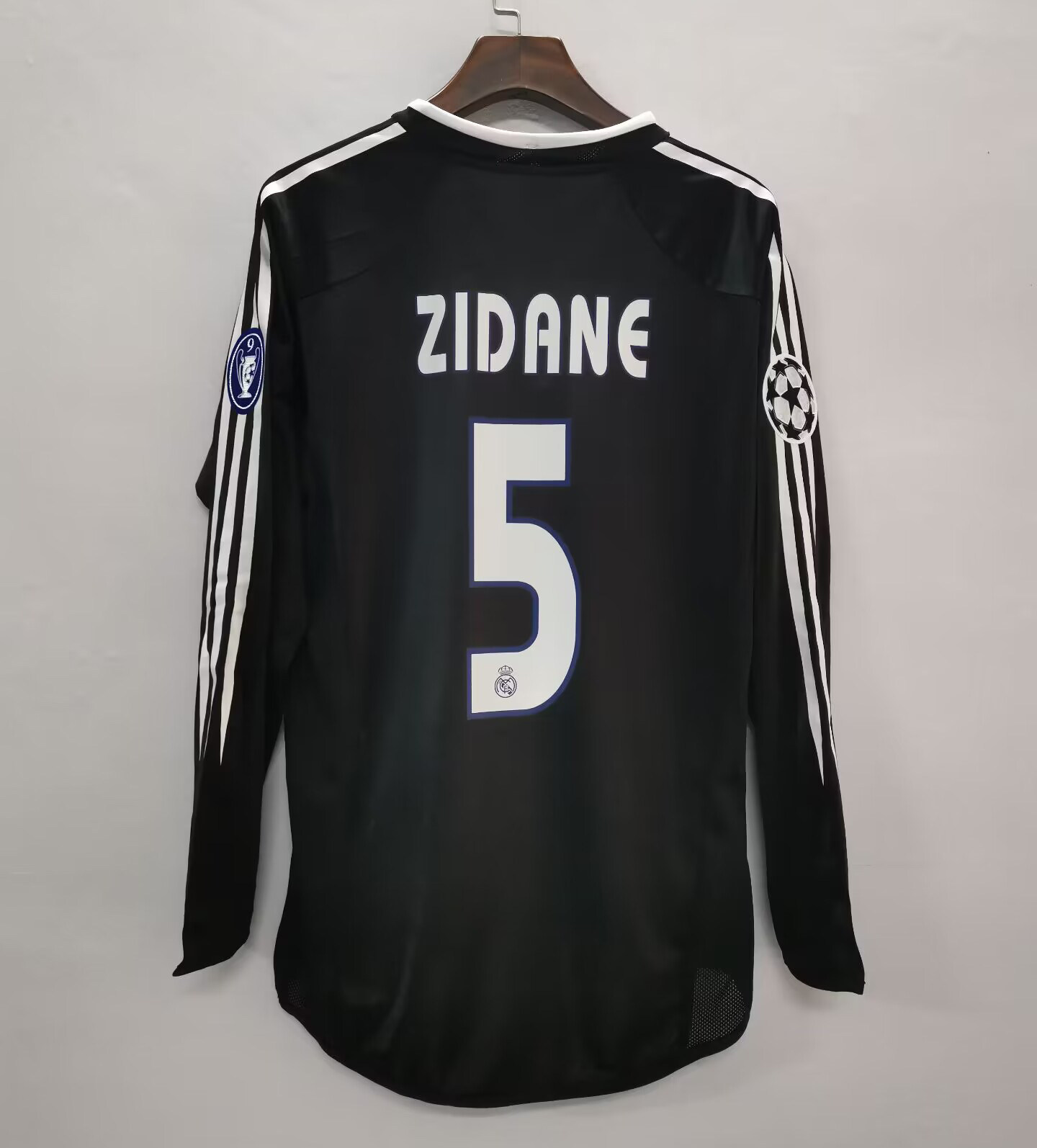 0405欧冠版皇马客场长袖球衣齐达内罗纳尔多贝克汉姆菲戈足球服男