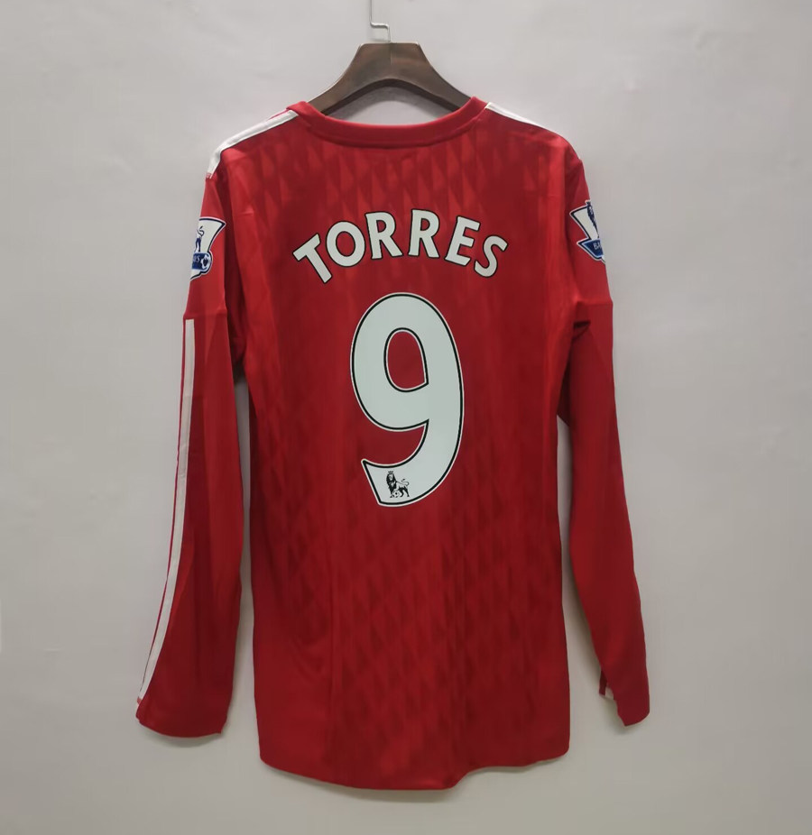 10-11利物浦长袖主场球衣经典复古8号杰拉德9号托雷斯红色足球服