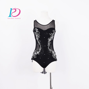 芮其儿芭蕾舞表演服刺绣黑色连体现代舞演出服成人儿童专业比赛服