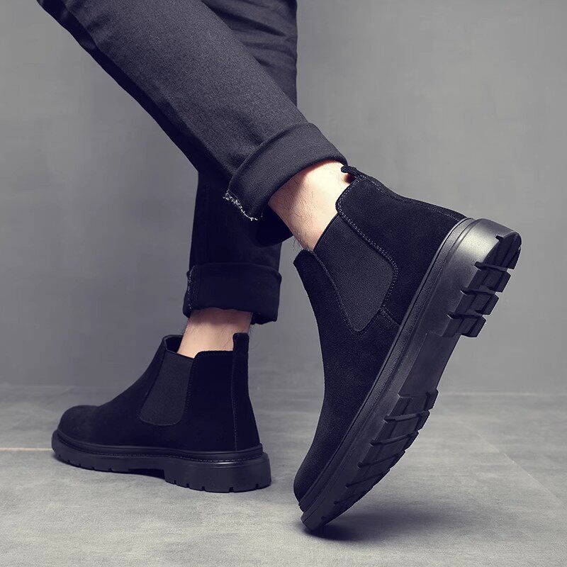 VINTAGE GENTLEMAN SUEDE MENS SHOES FALL-WINTER 2024 NEW SUEDE NUBUCK CHELSEA BOOTS SUEDE MARTIN BOOTS
