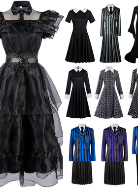 星期散芽当撕一嫁黑色连衣裙COS万圣节男生女生全套校服服装现货