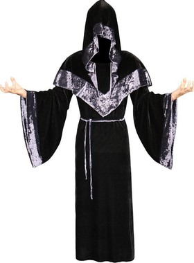 2025亚马逊欧美中世纪万圣节大衣复古黑色长袍斗篷披风日常服