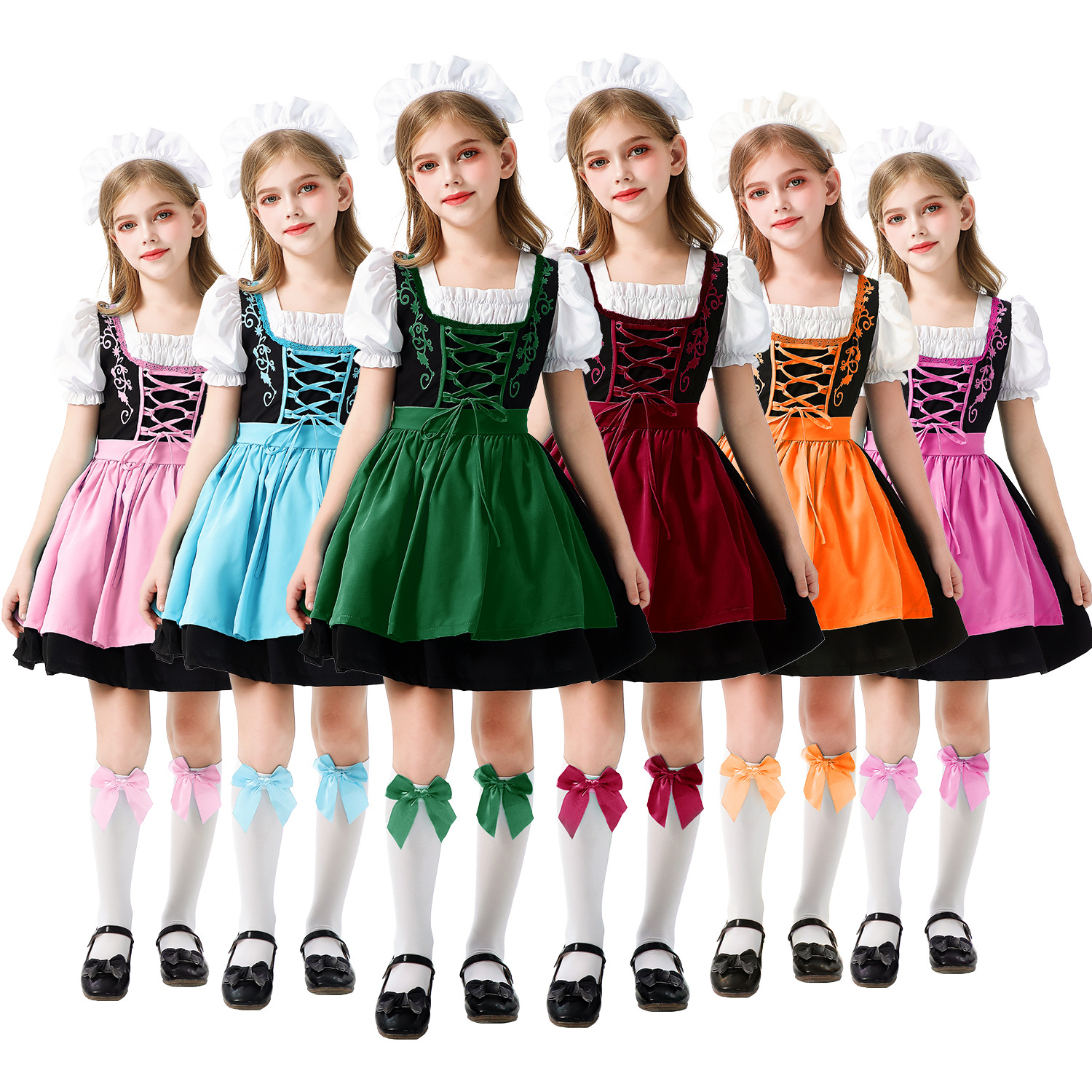 万圣节巴伐利亚儿童服装德国慕尼黑啤酒节女仆装女童Dirndl