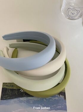韩国夏季清新蓝绿色系高颅顶头箍发饰奶油糖果色宽边发箍女