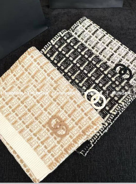 MUNISHA 顶配版 小香风 25FW金丝格子羊绒羊毛菱格围巾保暖围脖女