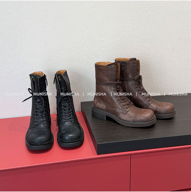 超酷超飒时髦复古做旧马丁靴