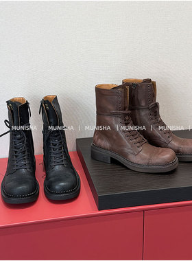 MUNISHA 顶配版 绝美M系女孩 超酷超飒 时髦复古做旧马丁靴短靴女