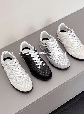 MUNISHA 甜酷女孩 25秋冬 小香风 菱格纹 德训鞋休闲鞋 网球鞋女