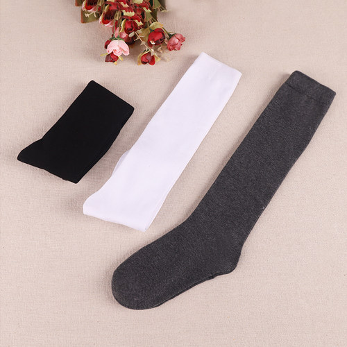 小腿袜女100%纯棉秋冬季月子袜日系全棉jk中长筒纯棉袜黑色及膝袜