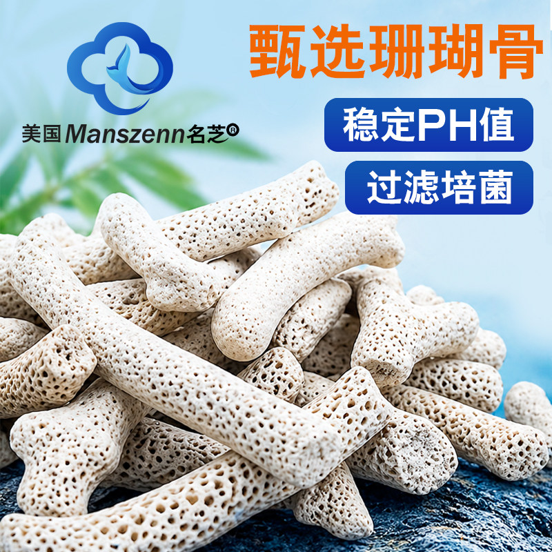 美国名芝珊瑚骨滤材优质天然珊瑚石鱼缸过滤材料水族箱净水过滤石