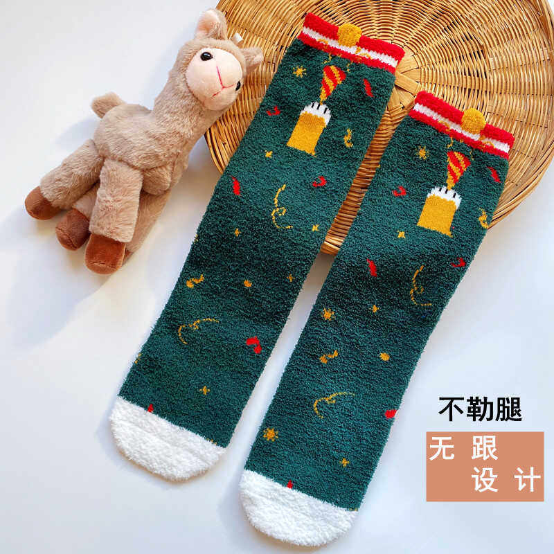 秋冬儿童无骨加绒加厚高筒袜