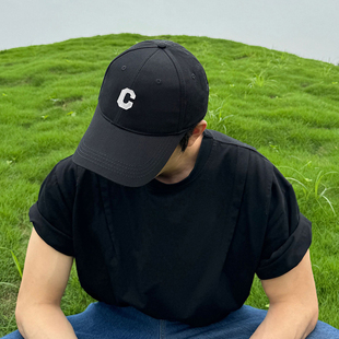夏季C字母刺绣标美式复古鸭舌棒球帽子男女情侣弯檐显脸小百搭ins