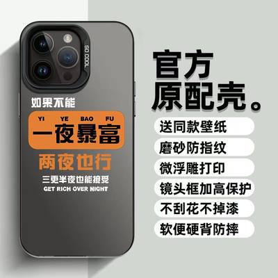 一夜暴富适用于苹果15pro创意14promax手机壳个性13/12小众11/X新