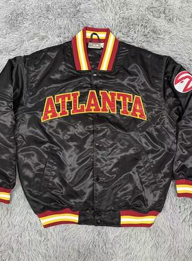 美式复古风ATLANTA亚特兰大老鹰字母刺绣棒球篮球棉服男冬季外套