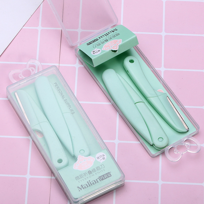 美妆工具玛莉安新型微距折叠修眉刀便携不锈钢刀片剃眉刀带替换装