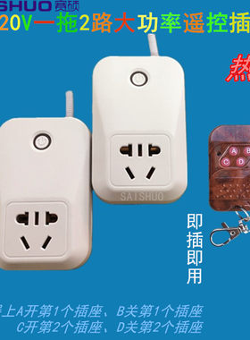 SAISHUO赛硕一拖2大功率遥控插座遥控开关220V电灯水泵电器遥控