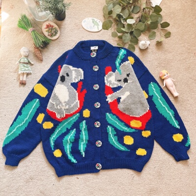 美国购回 澳大利亚贵牌bonz考拉手工陶泥扣古着毛衣vintage