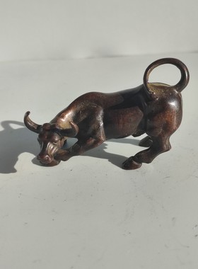 古玩杂项收藏铜牛华尔街旺市牛家居办公室客厅车内桌面创意摆件