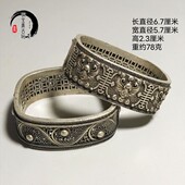 复古民族风藏银饰品镂空雕花手镯活口卡扣宽手环个性 苗银古风银镯