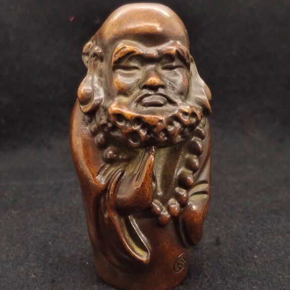 仿古紫铜菩提达摩祖师禅宗始祖佛像家居摆件玄关装饰杂项古玩收藏