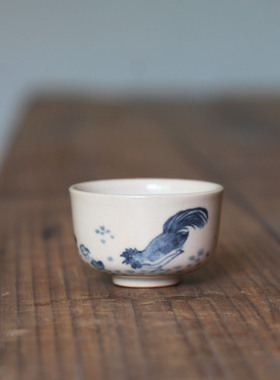 无声无印若深款青花杯民窑口若深珍藏八大山人手绘青花杯品茗小杯