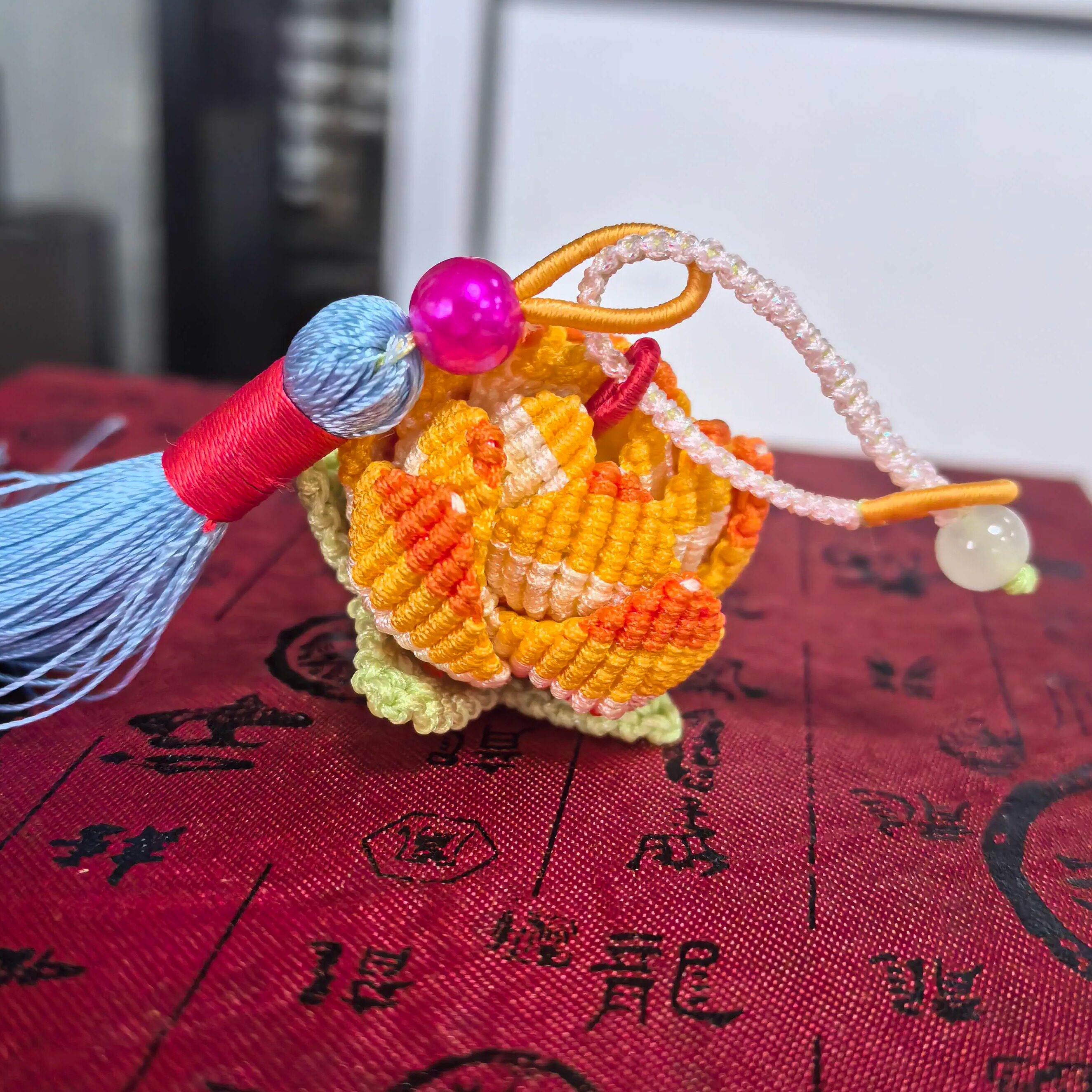 中国结纯手工编织山茶钥匙扣汉服