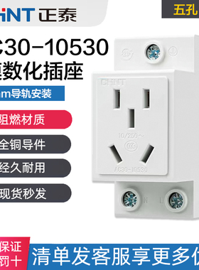 正泰五孔二插三插10A多功能模数化配电箱导轨式插座 AC30-10530