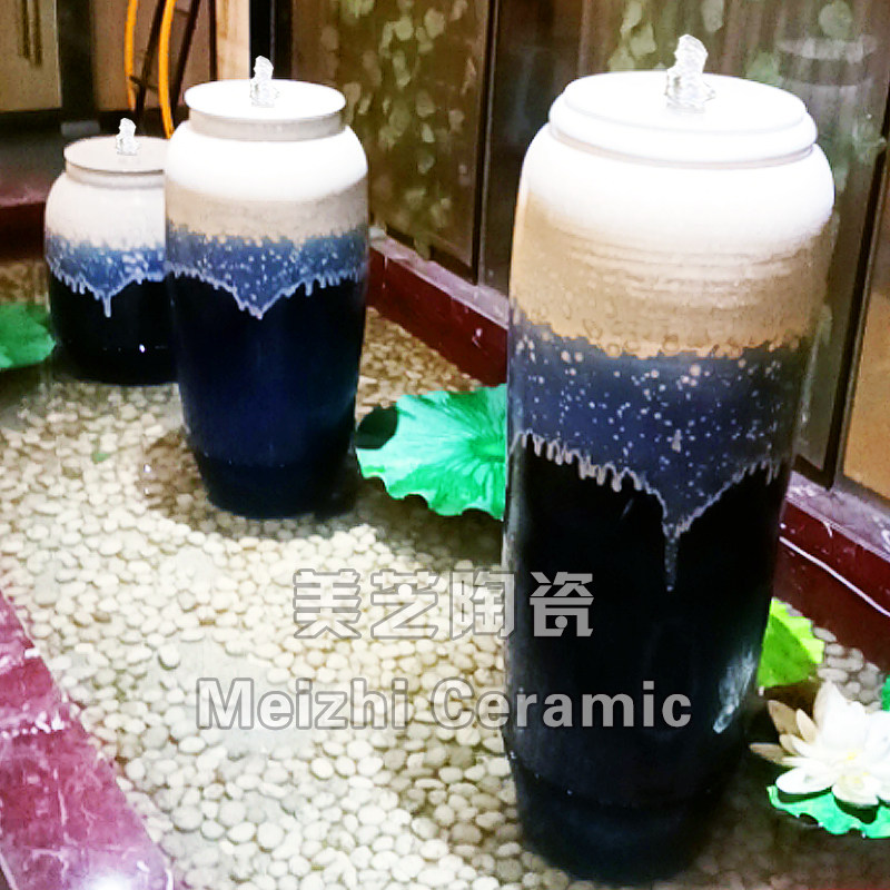 喷水坛子楼梯下装饰摆件水池落地循环流水大花瓶水景陶罐涌泉鱼缸