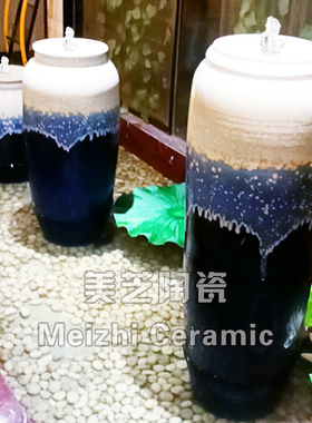 喷水坛子楼梯下装饰摆件水池落地循环流水大花瓶水景陶罐涌泉鱼缸
