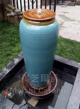 鱼池涌泉坛子摆件冒水缸工艺品流水生财花瓶自循环水景陶罐加湿器