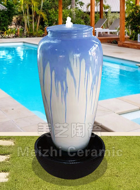 water feature别墅喷泉陶缸客厅流水摆件循环水系花瓶落地加湿器