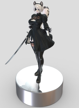 3D模型《尼尔：机械纪元》2B毛茸茸版 obj原始格式/usdz/gltf/glb