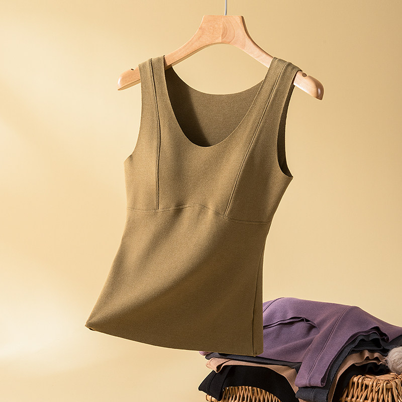 背心女秋冬加绒加厚保暖内衣带胸垫无袖上衣内搭免文胸修身打底衫,女士内衣/男士内衣/家居服,保暖背心,淘宝优惠券,粉丝福利购,淘宝优惠卷