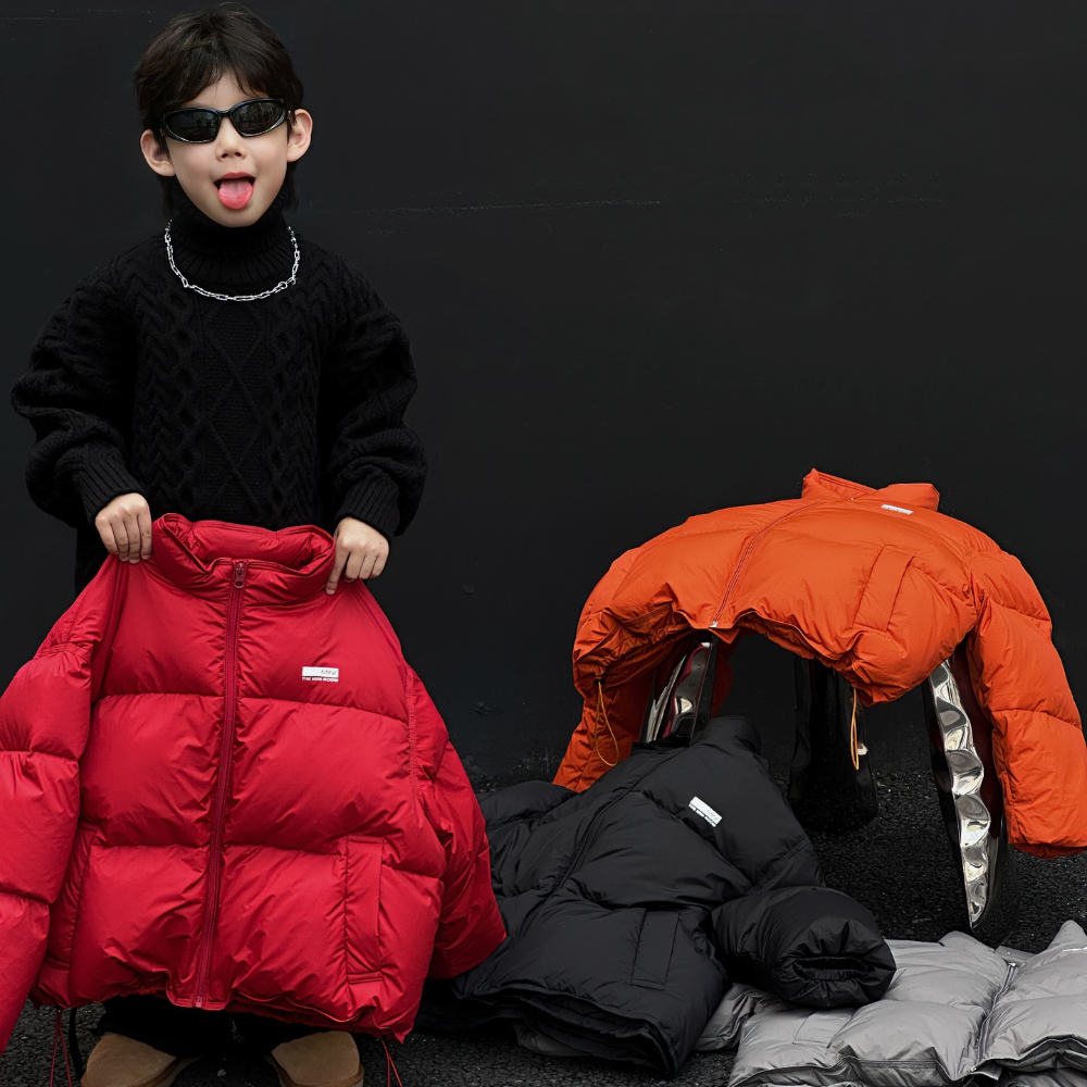 儿童冬季韩版百搭加厚细闪羽绒服