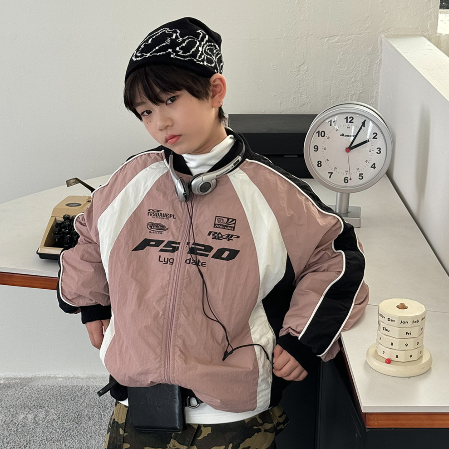 儿童秋冬韩版拼色夹棉夹克棉服潮